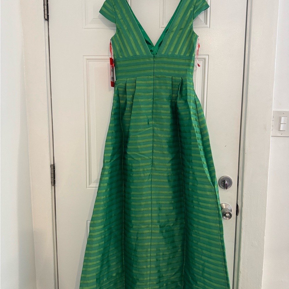 Monique Lhuillier Vibrant Green Striped Maxi Dress - Picture 5 of 12